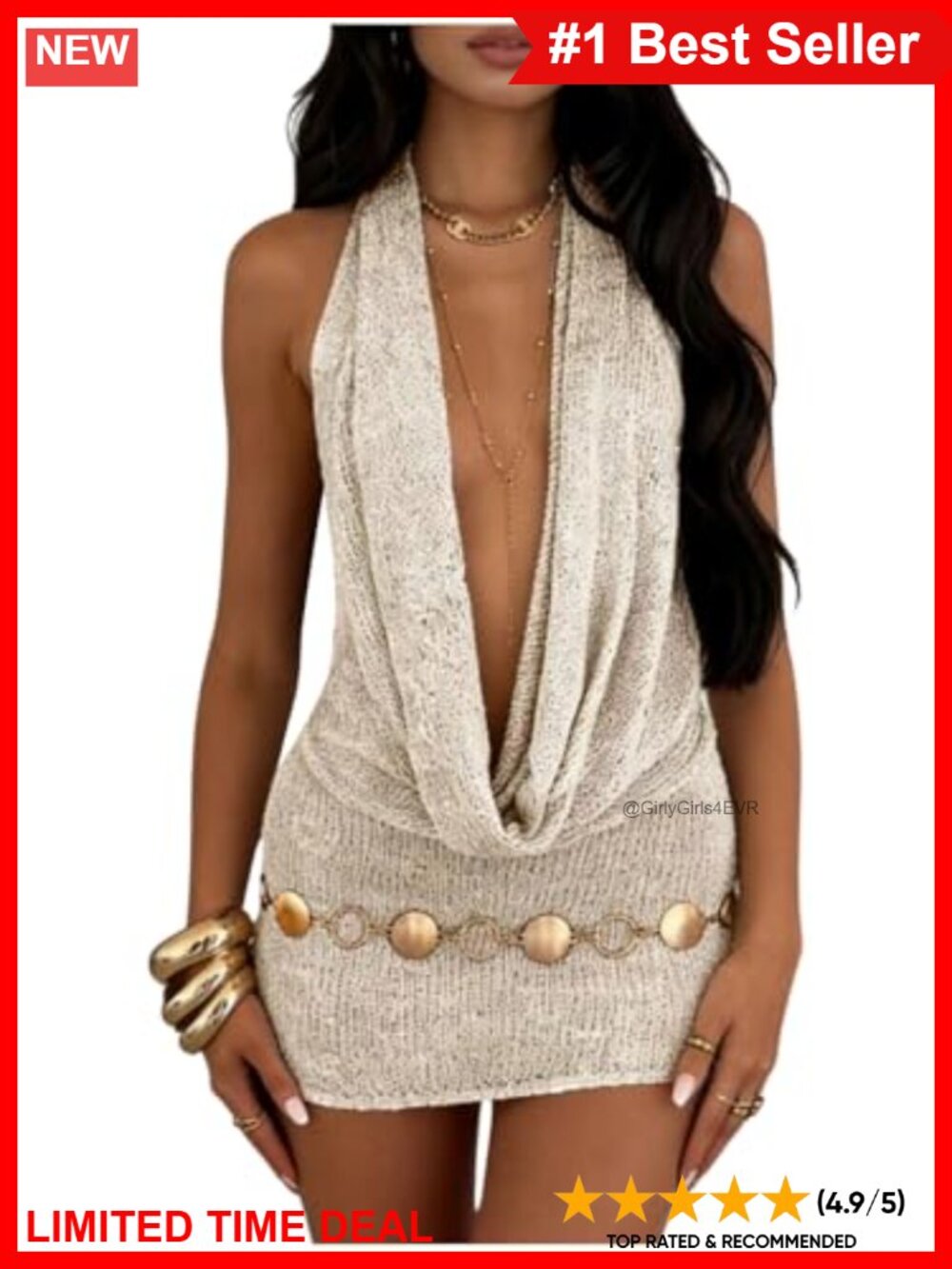Crochet Halter Mini Cover-Up Dress Deep V Backless Beach Swimwear